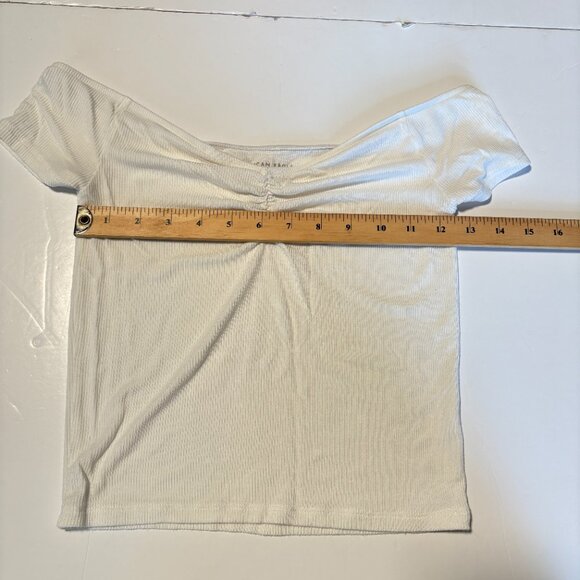 American Eagle Soft and Sexy Ribbed Cropped T-Shirt White Size Small - Picture 7 of 7